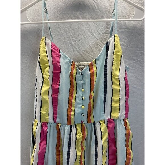 NEW J CREW Tiered MIDI Sun‎ Dress Sleeveless Striped Colorful Size 12 - Picture 3 of 13